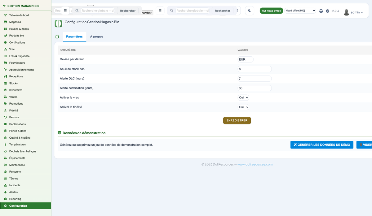 Organic Store Management for Dolibarr