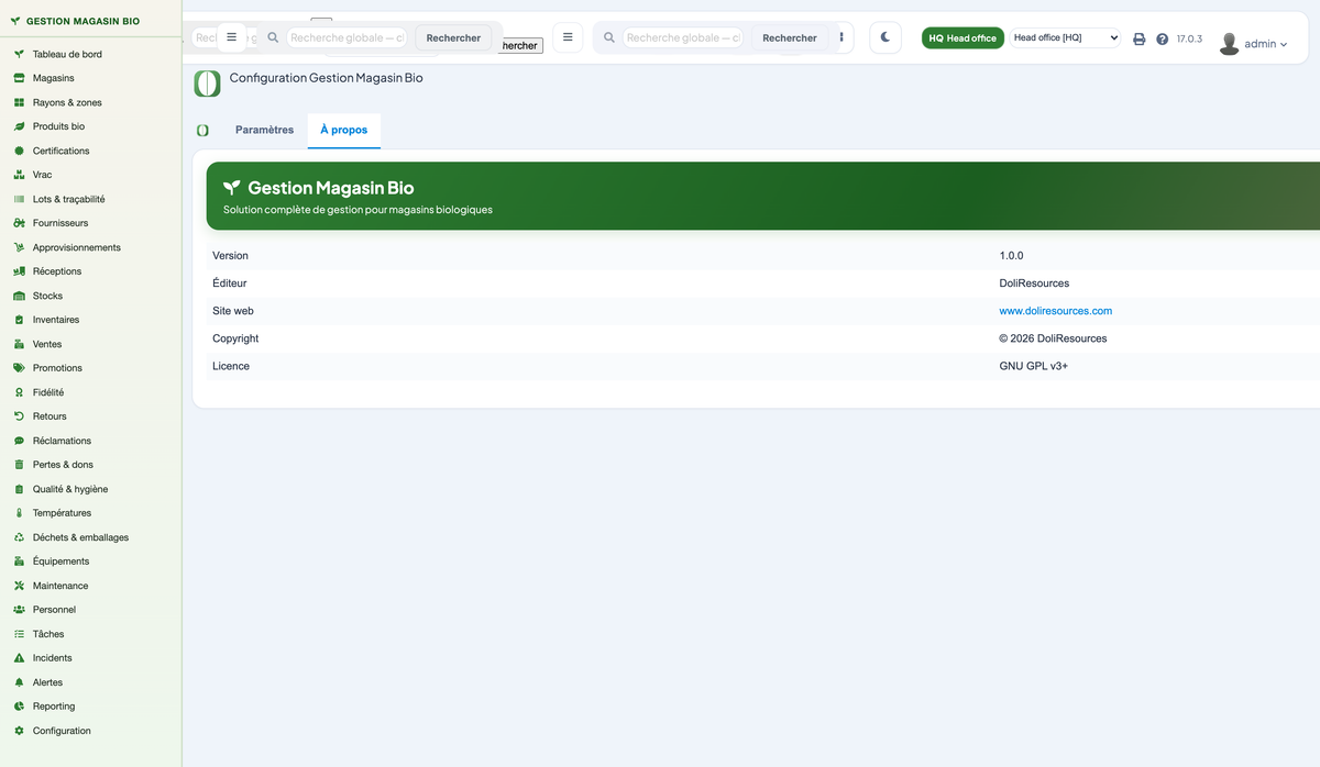 Organic Store Management for Dolibarr