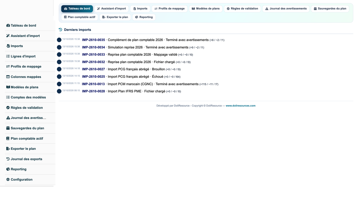Import Chart of Accounts from CSV or Excel for Dolibarr
