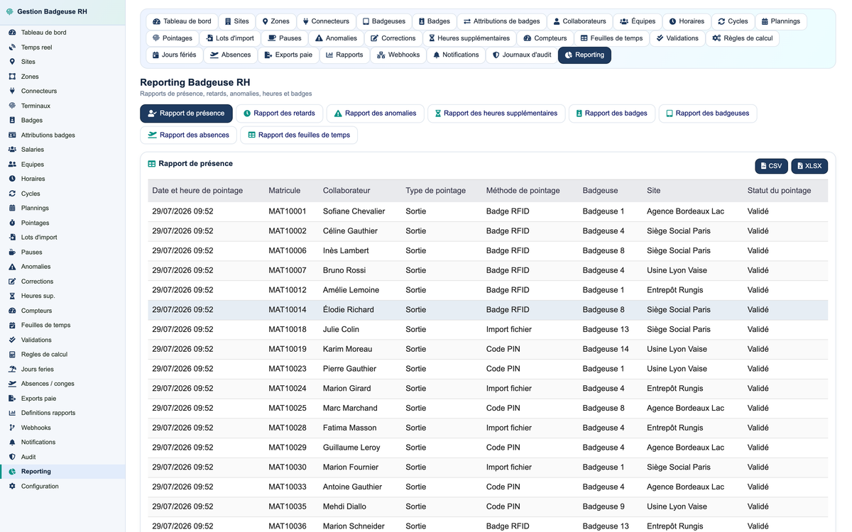HR Badge, Time & Attendance Management - Dolibarr