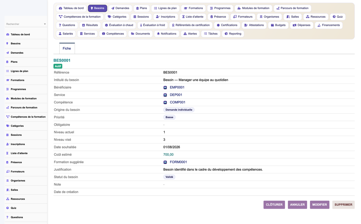 HR Training Management - Dolibarr