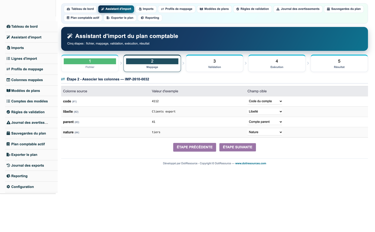 Import Chart of Accounts from CSV or Excel for Dolibarr