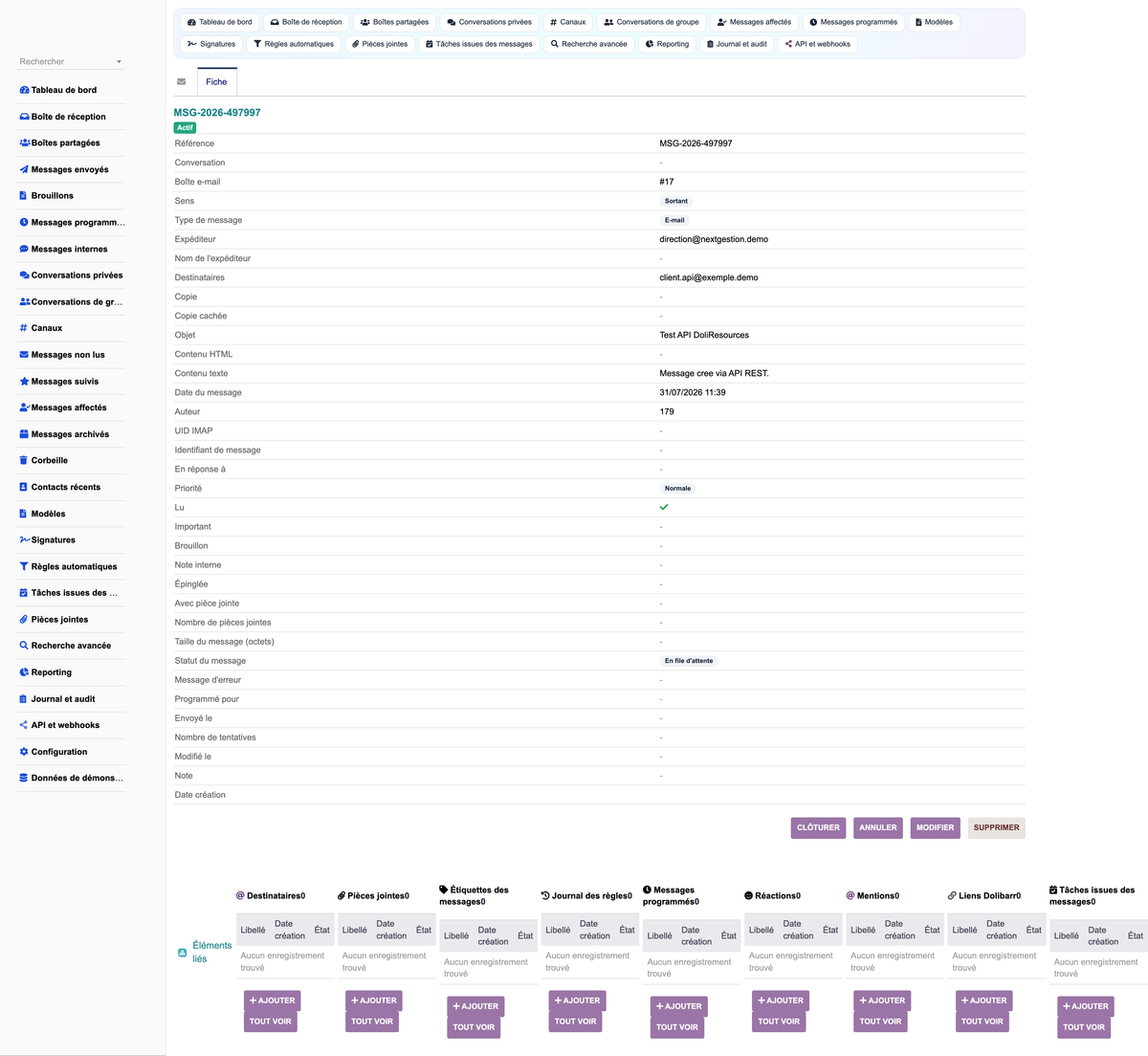 MESSAGING MANAGEMENT - Dolibarr