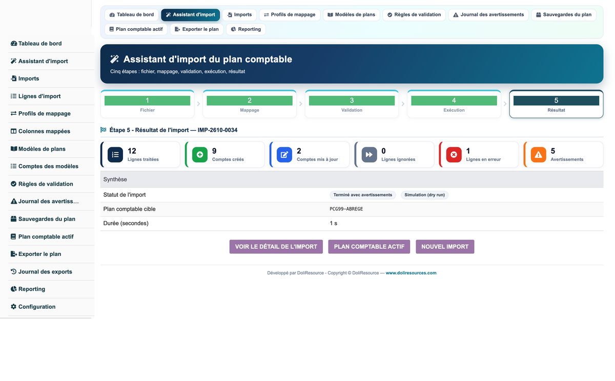 Import Chart of Accounts from CSV or Excel for Dolibarr