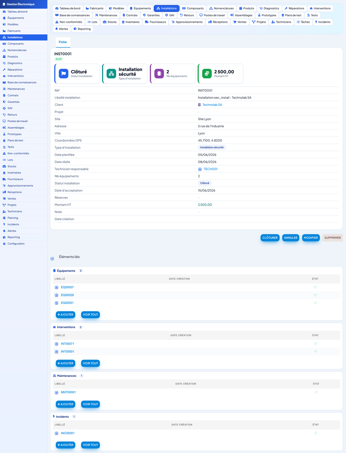 Electronics Management - Dolibarr