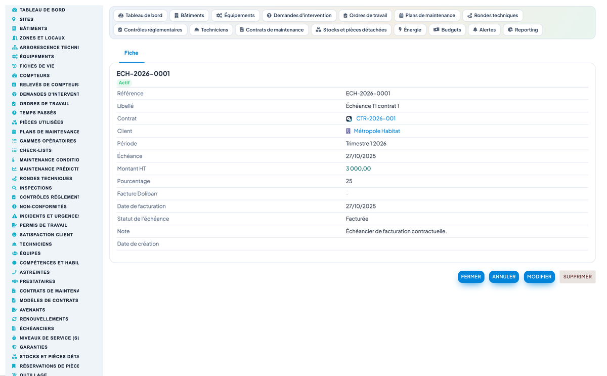 Advanced Maintenance Contract Management - Dolibarr