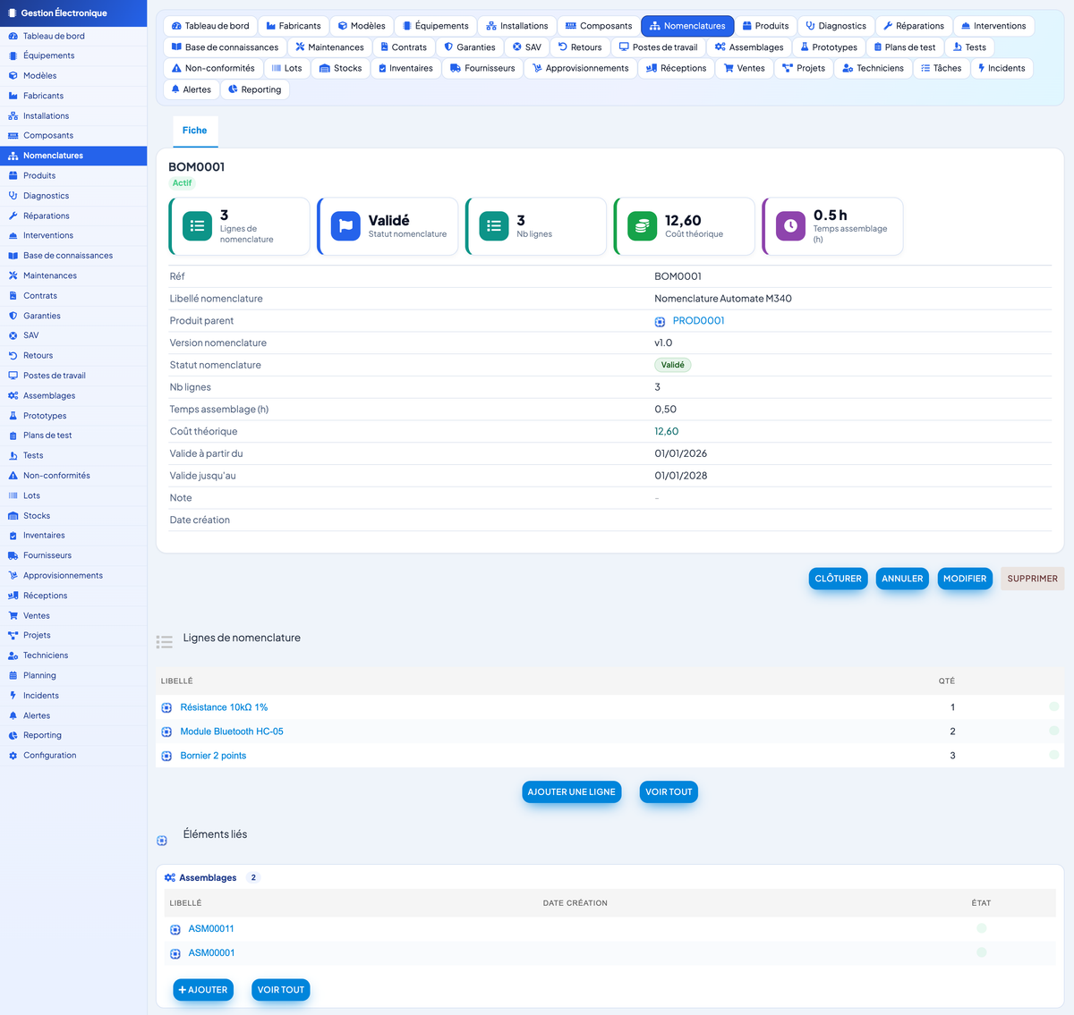 Electronics Management - Dolibarr