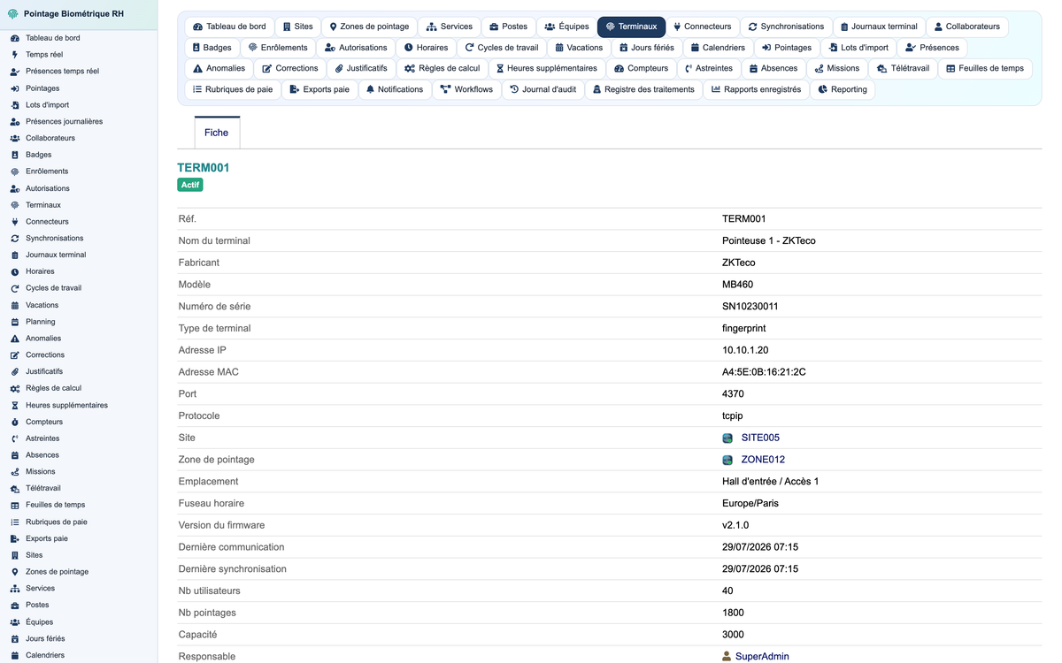 Biometric Time & Attendance Management - Dolibarr