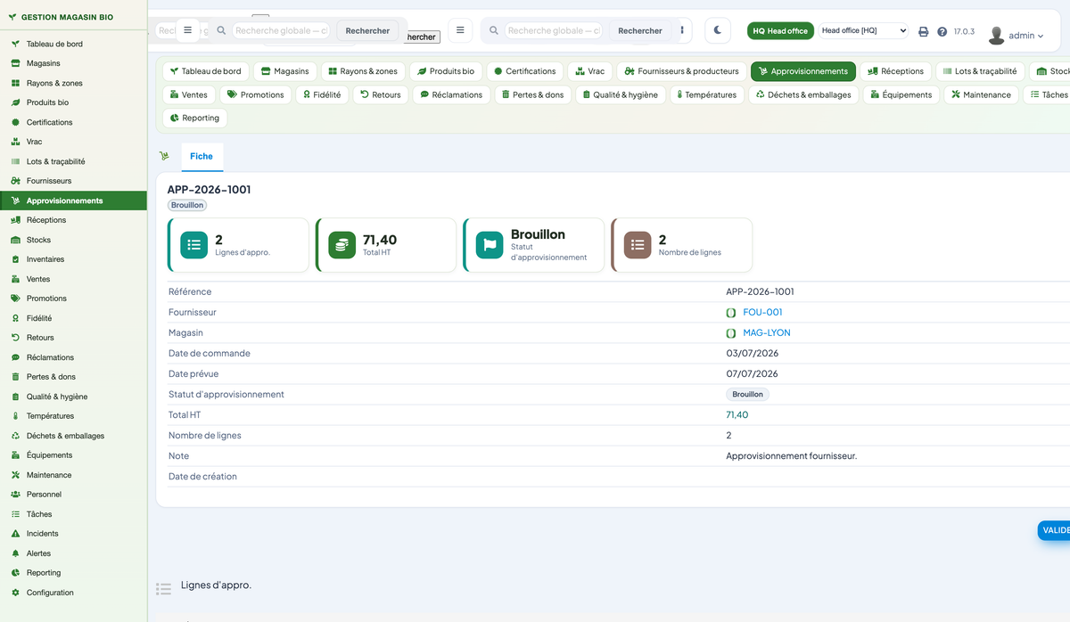 Organic Store Management for Dolibarr