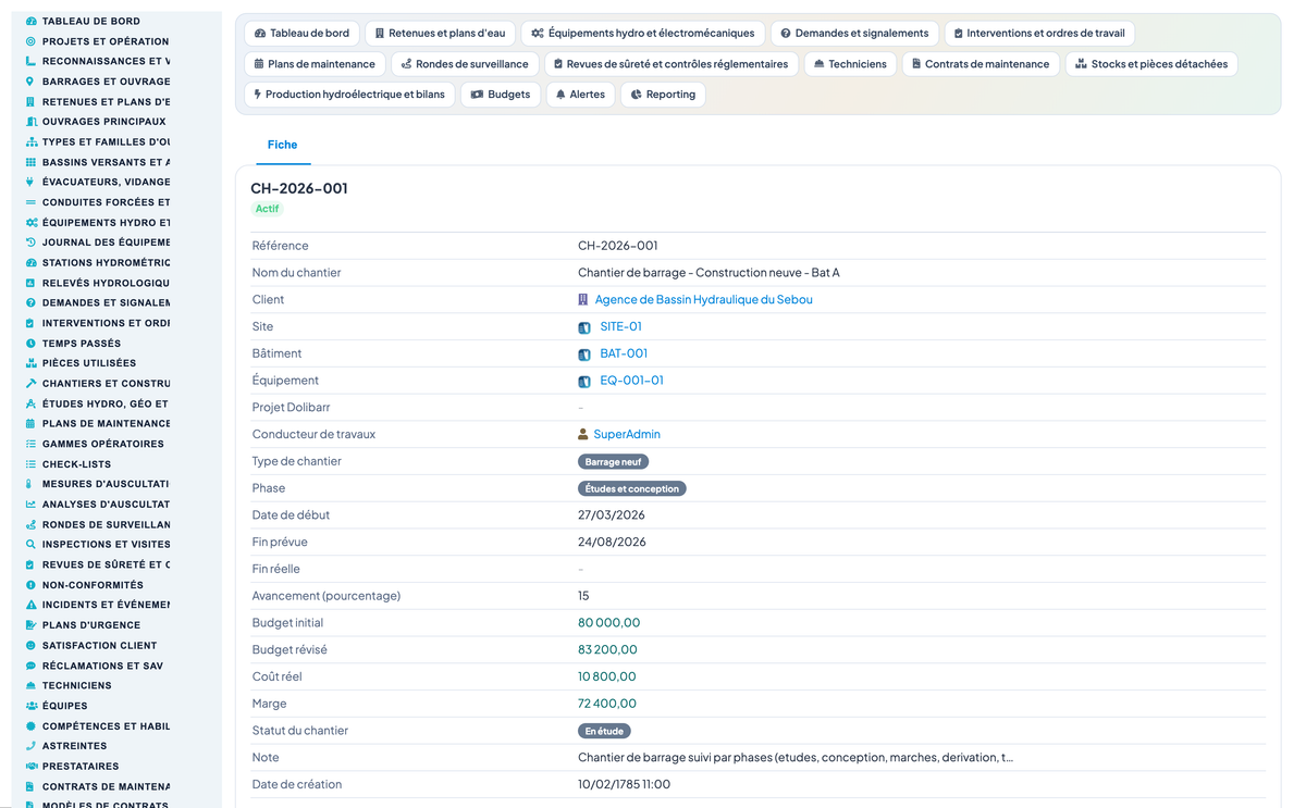Dam & Reservoir Lifecycle Management - Dolibarr