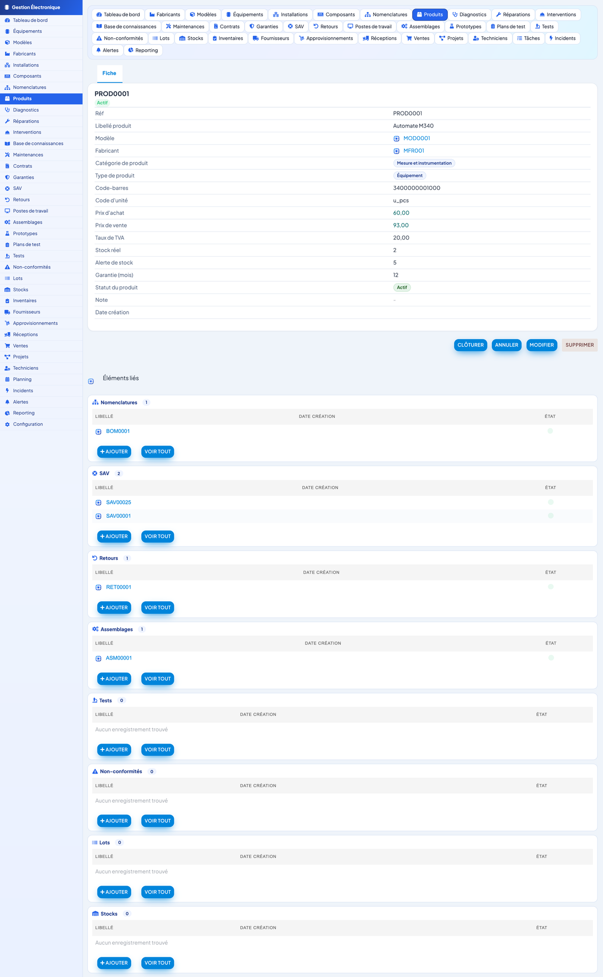 Electronics Management - Dolibarr