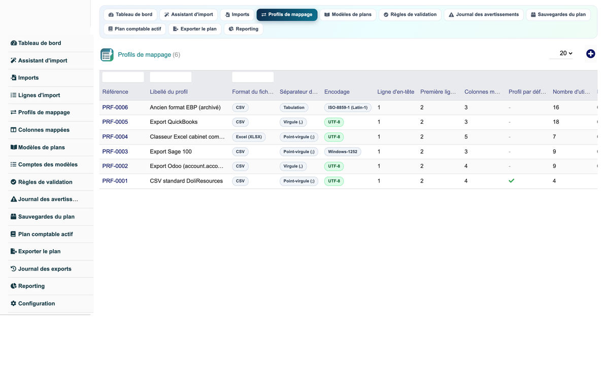 Import Chart of Accounts from CSV or Excel for Dolibarr