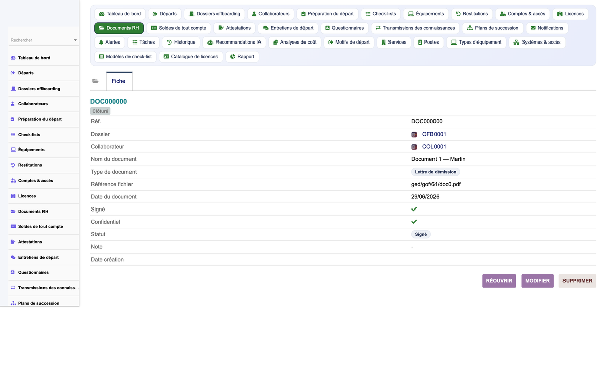 HR Offboarding Management - Dolibarr