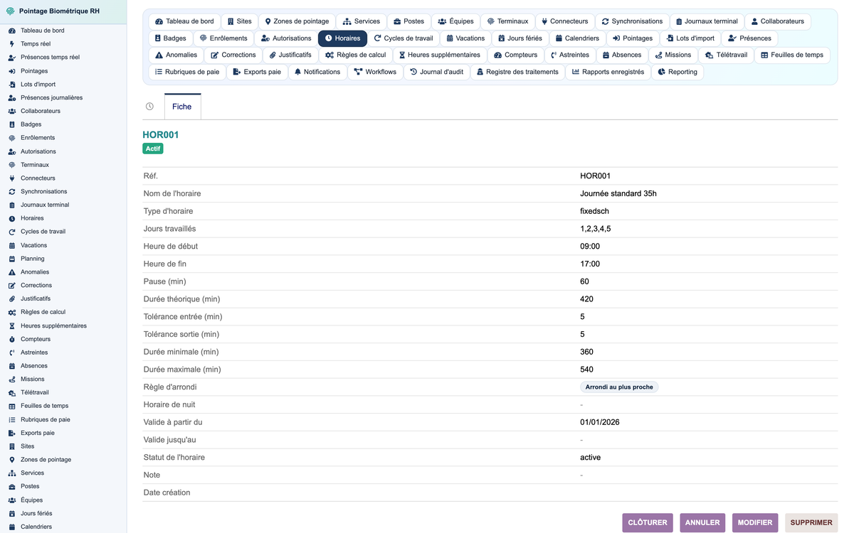 Biometric Time & Attendance Management - Dolibarr