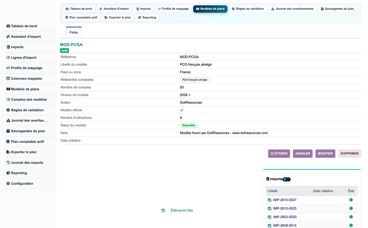 Import Chart of Accounts from CSV or Excel for Dolibarr