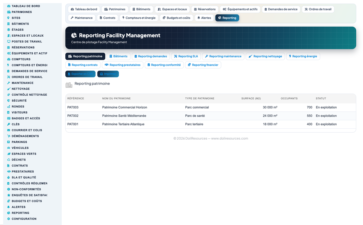 Facility Management Advanced - Dolibarr