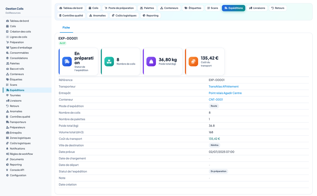 PARCEL MANAGEMENT - Dolibarr