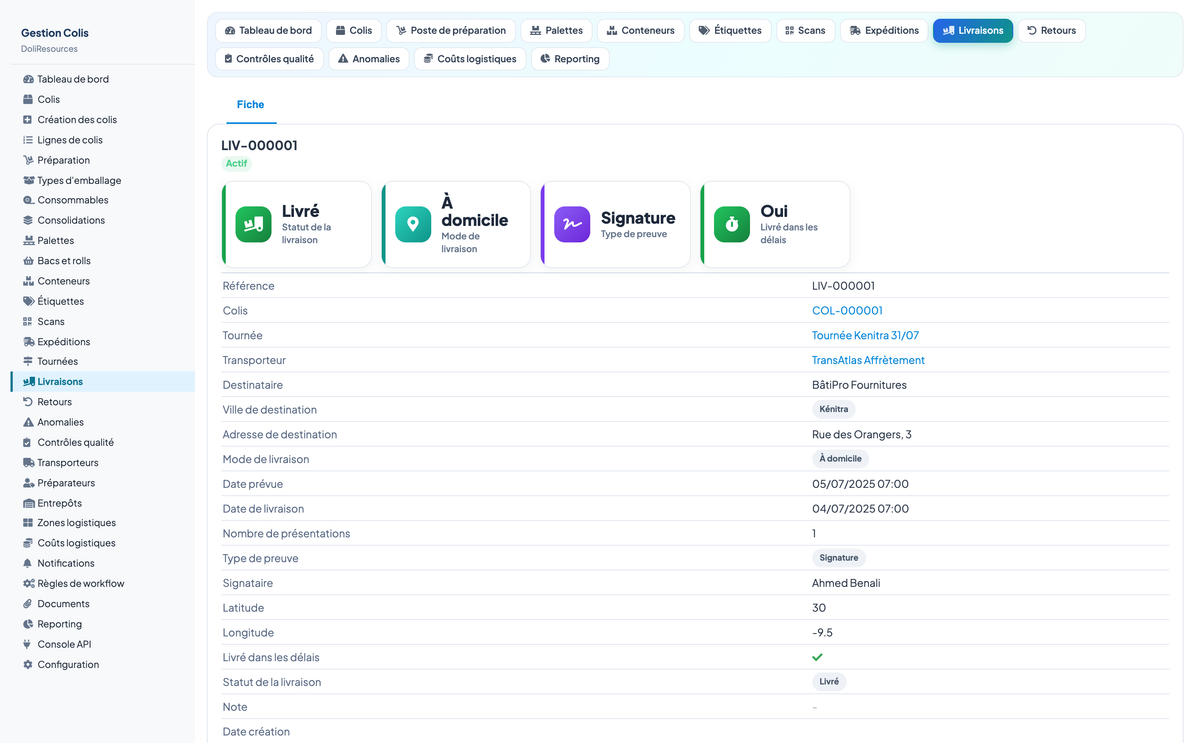 PARCEL MANAGEMENT - Dolibarr