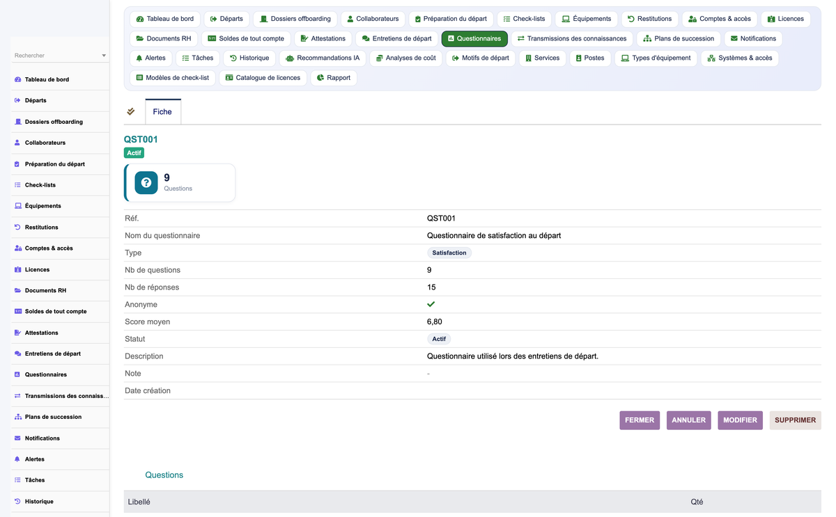 HR Offboarding Management - Dolibarr