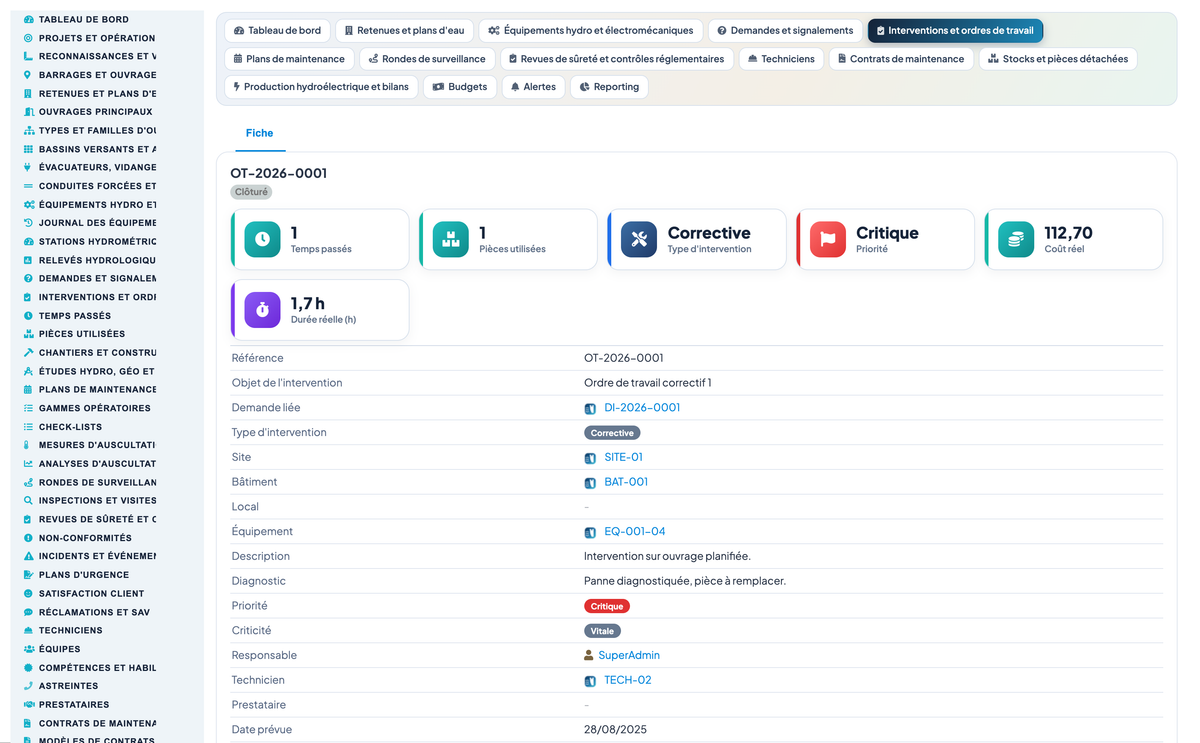 Dam & Reservoir Lifecycle Management - Dolibarr