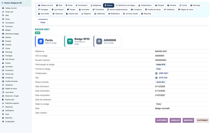 HR Badge, Time & Attendance Management - Dolibarr