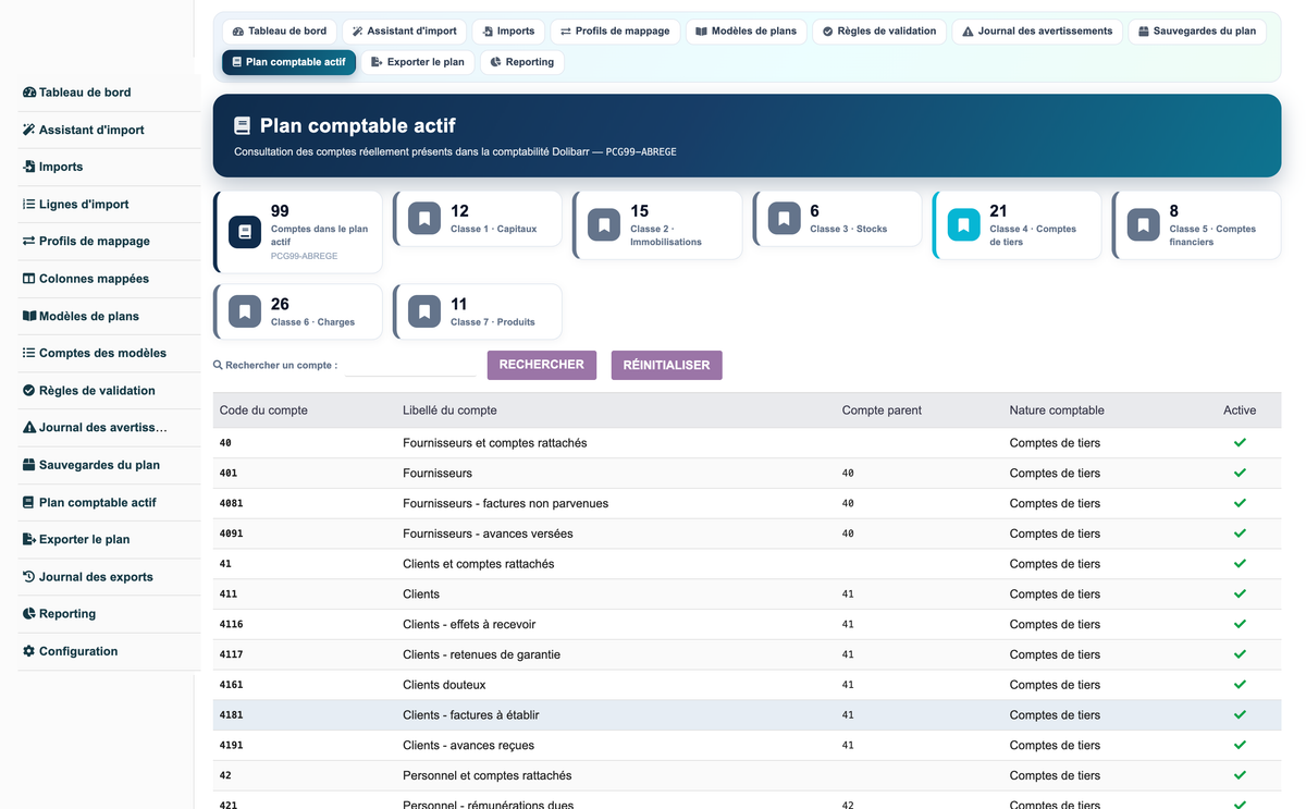 Import Chart of Accounts from CSV or Excel for Dolibarr