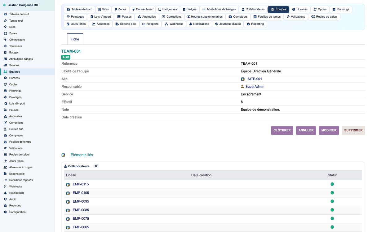 HR Badge, Time & Attendance Management - Dolibarr