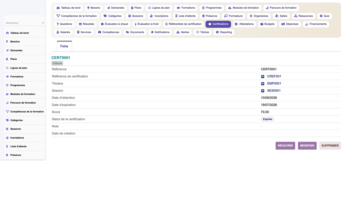 HR Training Management - Dolibarr