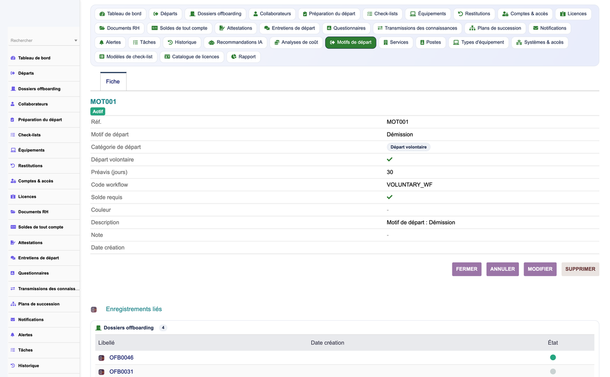 HR Offboarding Management - Dolibarr