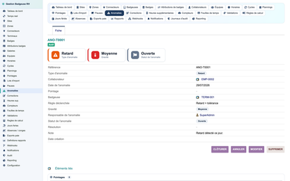 HR Badge, Time & Attendance Management - Dolibarr