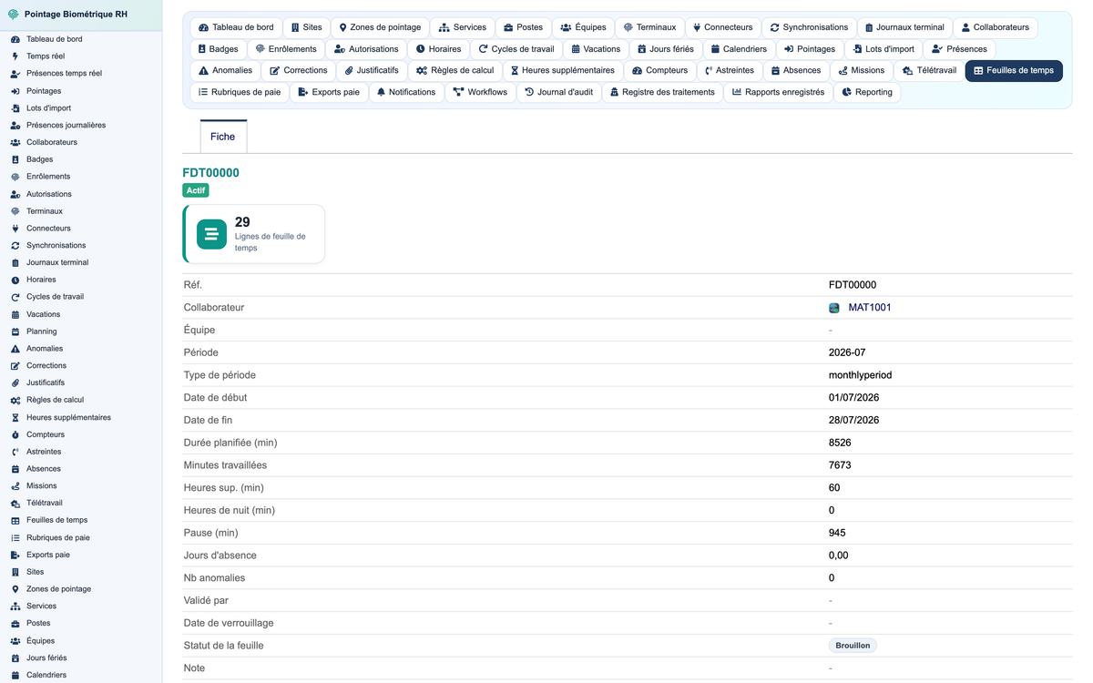 Biometric Time & Attendance Management - Dolibarr