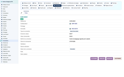 HR Badge, Time & Attendance Management - Dolibarr