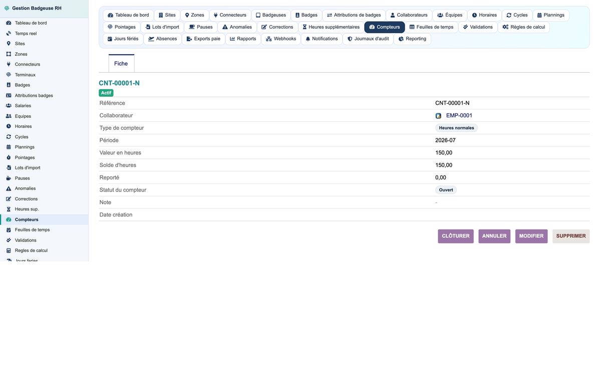 HR Badge, Time & Attendance Management - Dolibarr