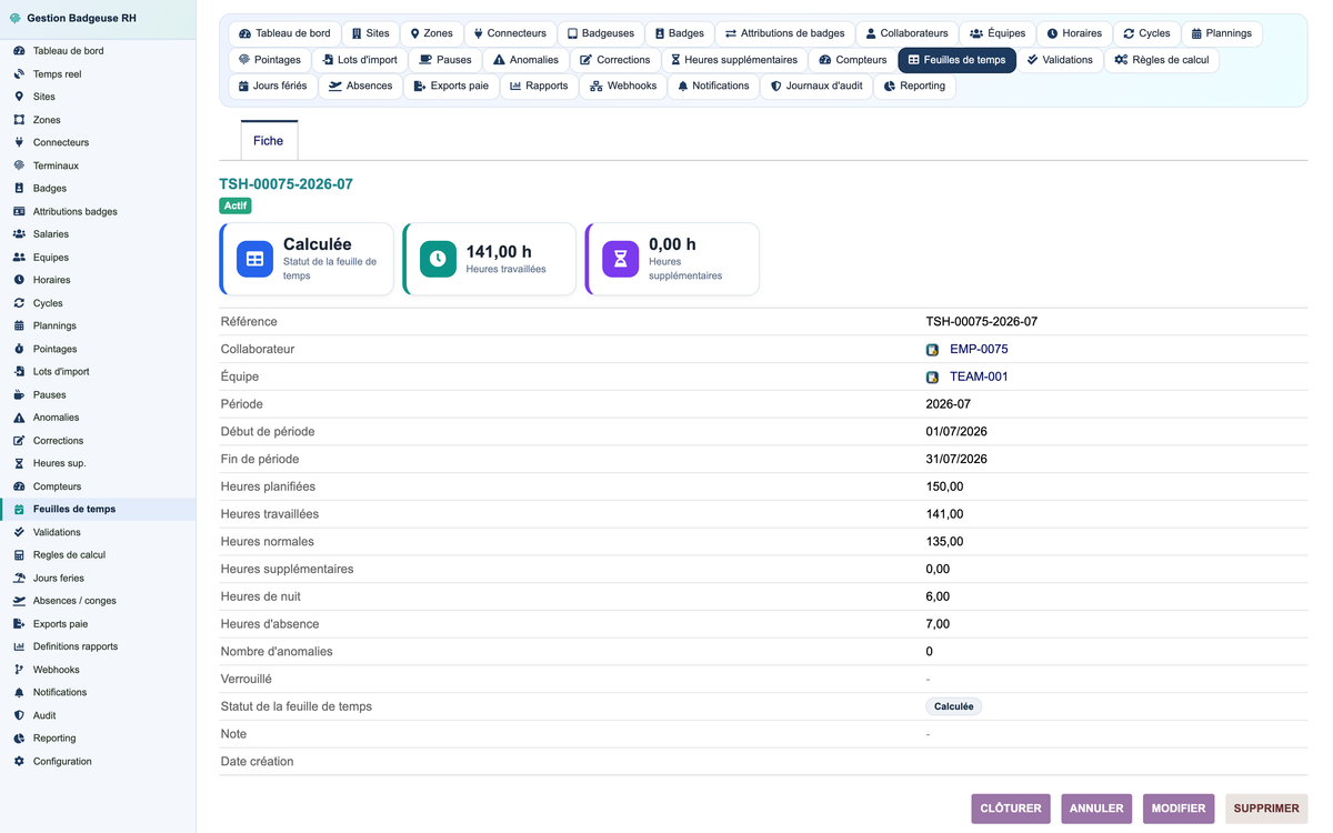 HR Badge, Time & Attendance Management - Dolibarr
