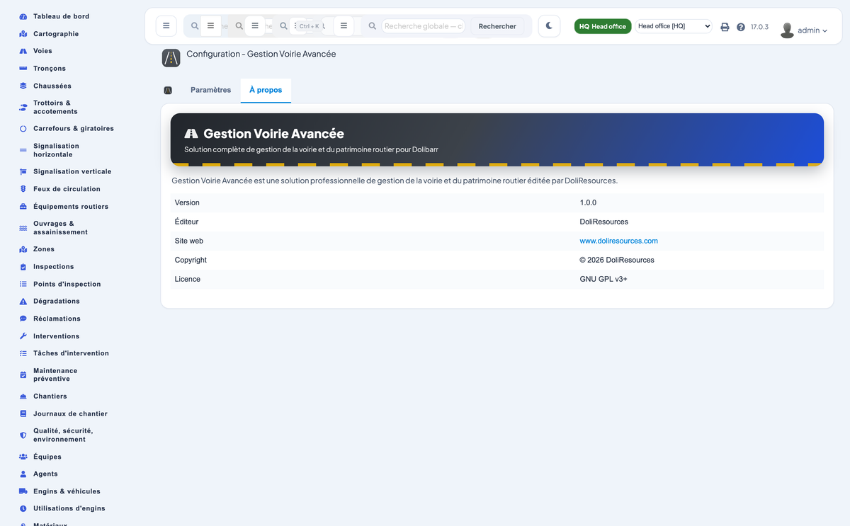 Advanced Road & Street Asset Management for Dolibarr