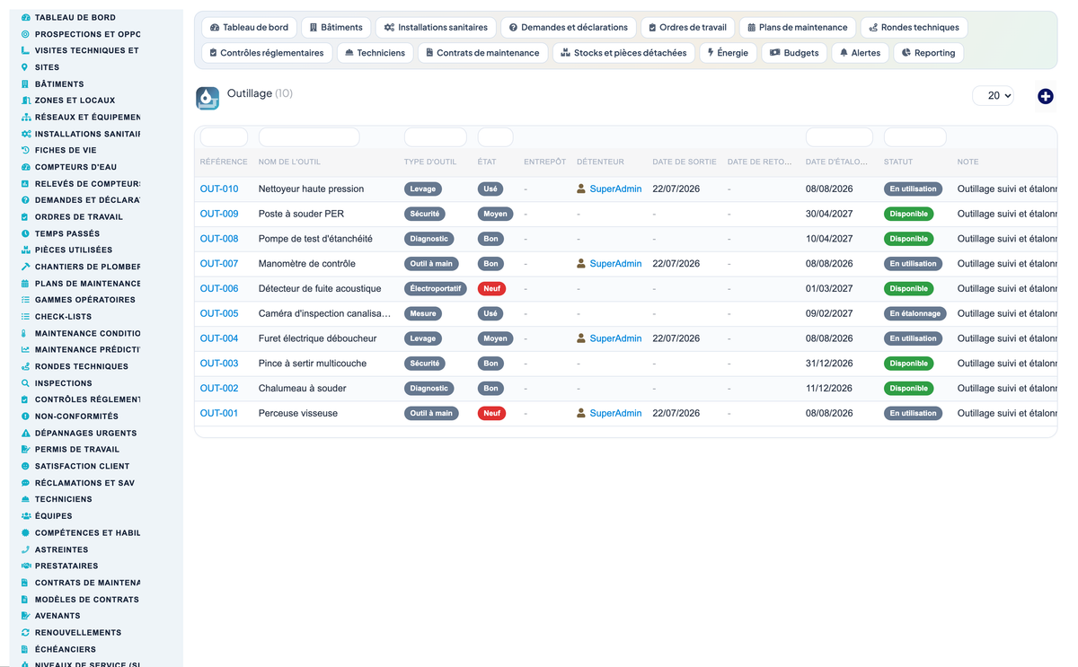 Plumbing, Sanitary-Heating & Water-Network Management - Dolibarr