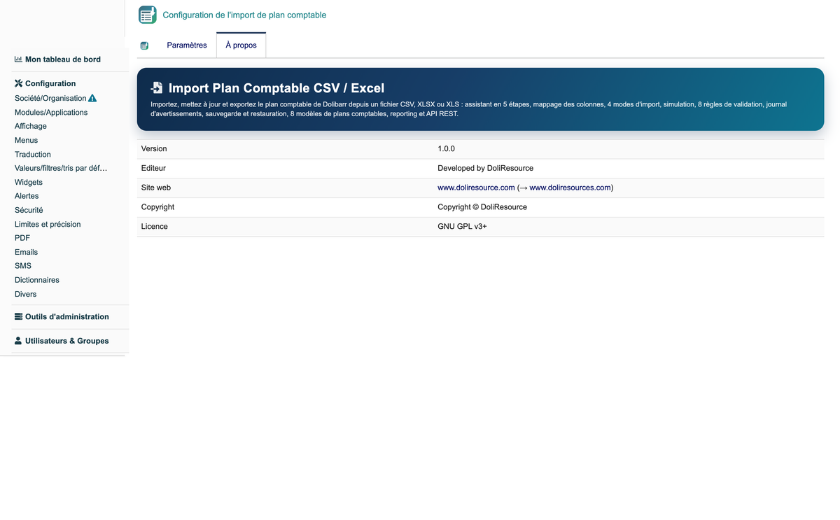 Import Chart of Accounts from CSV or Excel for Dolibarr