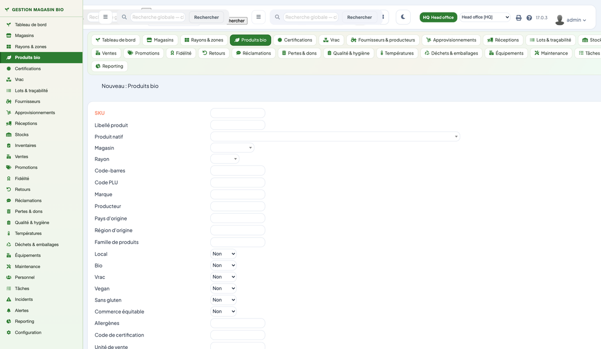 Organic Store Management for Dolibarr