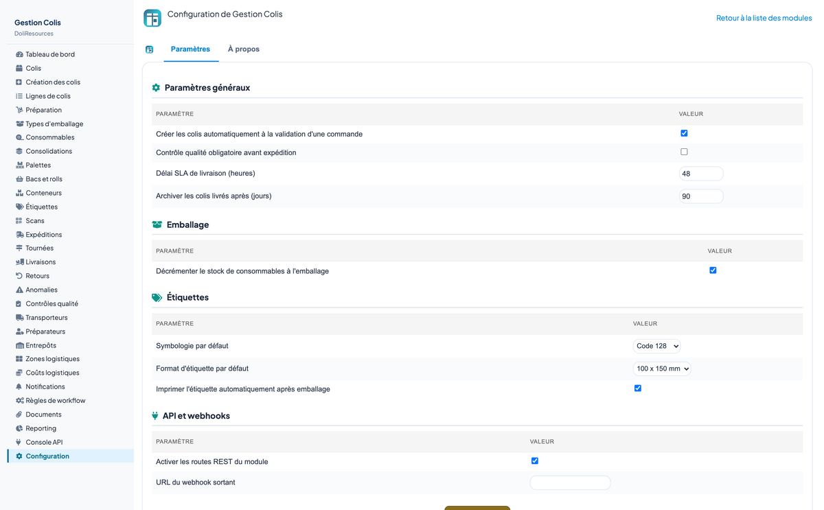 PARCEL MANAGEMENT - Dolibarr